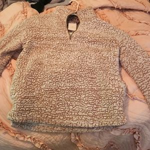 Off White/Gray Fuzzy Sweater